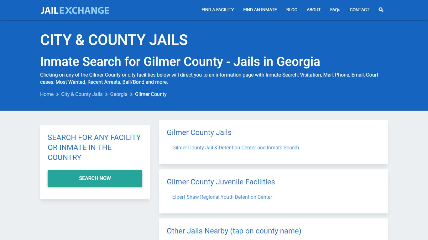 Inmate Search for Gilmer County | Jails in Georgia - Jail Exchange